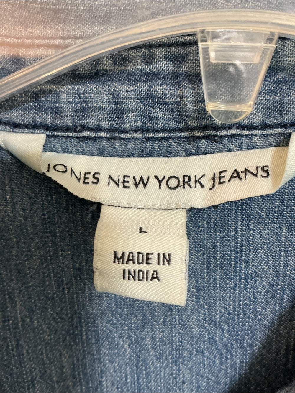 Jones New York Blue Denim Snap Front Shirt - Picture 2 of 8